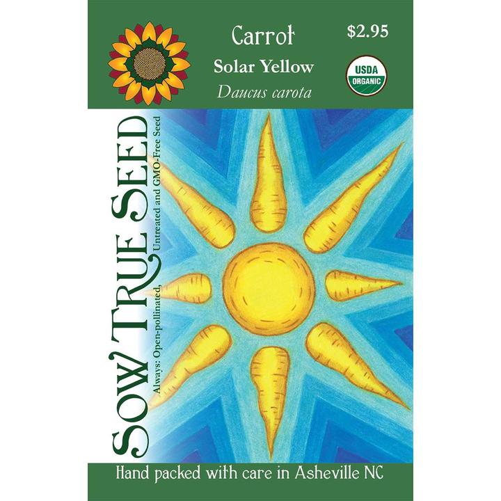 Solar Yellow Carrot Seed Packet Illustrationq